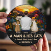 Just A Girl And Her Cat, A Bond That Can't Be Broken - Memorial Personalized Custom Round Shaped Stone With Stand - Sympathy Gift For Pet Owners, Pet Lovers