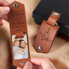 Custom Photo Our Hearts Forever - Family Personalized Custom Engraved Leather Keychain - Gift For Mom, Grandma