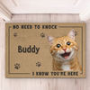 Custom Photo No Need To Knock - Dog & Cat Personalized Custom Home Decor Decorative Mat - House Warming Gift For Pet Owners, Pet Lovers