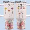 Roots Of Wisdom, Petals Of Love - Family Personalized Custom 40 Oz Stainless Steel Tumbler With Handle - Gift For Mom, Grandma