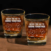 Miles Can't Break Family Ties - Family Personalized Custom Square Whiskey Glass - Gift For Family Members