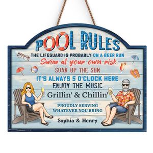 Custom Home Decor Wood Sign - Personalized Anniversary Wedding Gifts For Husband And Wife, Him And Her - Couples Who Swim Together, Stay Together