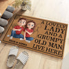 A Lovely Lady And A Grumpy Old Man Live Here - Couple Personalized Custom Home Decor Decorative Mat - House Warming Gift For Husband Wife, Anniversary
