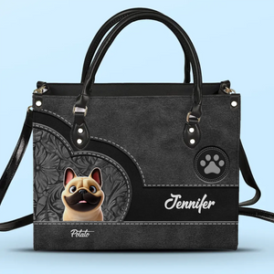 My Pet, My Heart - Dog Personalized Custom Leather Handbag - Gift For Pet Owners, Pet Lovers