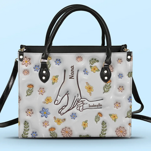 Grandma’s Touch Is A Hug For The Soul - Family Personalized Custom 3D Inflated Effect Printed Leather Handbag - Gift For Mom, Grandma