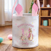 Springtime Magic, One Hop At A Time - Family Personalized Custom Bunny Basket, Tote With Bunny Ears - Easter Gift For Kids Egg Hunt, Family Members