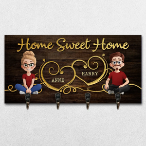 Every Moment With You Feels Like Home - Couple Personalized Custom Home Decor Key Hanger, Key Holder - House Warming Gift For Husband Wife, Anniversary