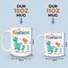 Tiny Dino, Big Love - Family Personalized Custom 3D Inflated Effect Printed Mug - Mother's Day, Gift For Mom, Grandma