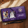Happiness Is A Wagging Tail - Dog & Cat Personalized Custom Leather Long Wallet - Gift For Pet Owners, Pet Lovers