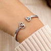 Shining Love, Timeless Grace - Family Personalized Custom Engraved Infinity Heart Bangle With Birthstones - Mother's Day, Gift For Mom, Daughter