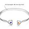First My Mother, Forever My Friend - Family Personalized Custom Engraved Infinity Heart Bangle With Birthstones - Mother's Day, Gift For Mom, Daughter
