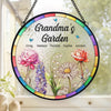 A Grandma’s Garden Is Where Love Grows - Family Personalized Custom Stained Glass Window Hanging Suncatcher - Mother's Day, Gift For Mom, Grandma