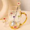 Love Grows Here - Family Personalized Custom Enamel Flower Tea Cup With Lid & Spoon - Mother's Day, Gift For Mom, Grandma