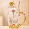 Love Grows Here - Family Personalized Custom Enamel Flower Tea Cup With Lid & Spoon - Mother's Day, Gift For Mom, Grandma