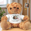 Custom Photo Sending Hugs From Above - Memorial Personalized Custom Teddy Bear Plush - Sympathy Gift For Family Members