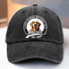 This Human Belongs To Me - Dog Personalized Custom Vintage Washed Denim Baseball Cap - Father's Day, Mother's Day, Gift For Mom, Dad, Pet Owners, Pet Lovers