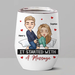 In Your Eyes, I See My World - Couple Personalized Custom Wine Tumbler - Gift For Husband Wife, Anniversary