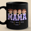 Our Hearts Belong To Mama - Family Personalized Custom Black Mug - Mother's Day, Gift For Mom, Grandma