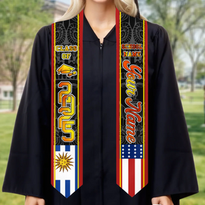 Remise des diplômes avec cœur et héritage - Étole de remise de diplôme triangulaire personnalisée pour la famille - Cadeau de remise de diplôme pour les membres de la famille, les frères et sœurs