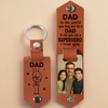 Custom Photo To Us You Are A Superhero - Family Personalized Custom Engraved Leather Keychain - Father's Day, Gift For Dad, Grandpa