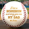 I Hit A Homerun Scoring You As My Dad - Family Personalized Custom Leather Baseball - Father's Day, Gift For Dad, Sport Lovers, Sport Players