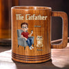 The Catfather, Chosen By My Cat - Cat Personalized Custom Wooden Mug - Father's Day, Gift For Dad, Pet Owners, Pet Lovers