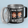 Fatherhood, No Return Policy Since Day One - Family Personalized Custom 14oz Stainless Steel Tumbler With Handle - Father's Day, Gift For Dad, Grandpa