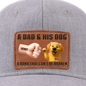 Paws Down, Best Dad Ever - Dog Personalized Custom Leather Patch Hat - Father's Day, Gift For Pet Owners, Pet Lovers
