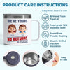 Forever Yours, No Returns Or Refunds - Family Personalized Custom 14oz Stainless Steel Tumbler With Handle - Father's Day, Gift For Dad, Grandpa