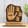 No Matter The Size, We’re Always Yours - Family Personalized Custom 2-Layered Wooden Plaque With Stand - Father's Day, Gift For Dad, Grandpa