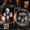 Custom Photo Built With Love, Powered By Grandkids - Family Personalized Custom Whiskey Glass With Bottom And Side Engraving - Father's Day, Gift For Dad, Grandpa