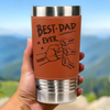 From Tiny Fingers To Forever Memories - Family Personalized Custom Printed Leather Tumbler - Father's Day, Gift For Dad, Grandpa, Family Members