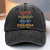 One Man Many Roles All Heart - Family Personalized Custom Vintage Washed Denim Baseball Cap - Father's Day, Gift For Dad, Grandpa