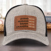 The Man, The Myth, The Generational Icon - Family Personalized Custom Leather Patch Hat - Father's Day, Gift For Dad, Grandpa