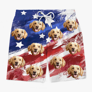 Custom Photo One Nation, One Crazy Fam - Family Personalized Custom Tropical Hawaiian Aloha Men Beach Shorts - Summer Vacation Gift For Family Members, Pet Owners, Pet Lovers