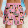 Custom Photo Pineapple Punch Squad - Family Personalized Custom Tropical Hawaiian Aloha Men Beach Shorts - Summer Vacation Gift For Family Members, Pet Owners, Pet Lovers