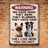 Custom Home Decor Metal Sign - Personalized Birthday Gifts For Dog Lovers, Dog Dad And Mom - They Live Here, You Do Not