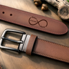 Custom Double-Sided Engraved Leather Belt - Personalized Anniversary Wedding Gifts For Husband And Wife, Him And Her - Pants Up, Love Up