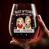 Custom Wine Glass - Personalized Best Friend Birthday Gifts For Women - Friends Don’t Let Friends Drink Alone