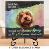 Custom Photo Waiting At The Rainbow Bridge - Memorial Personalized Custom Square Shaped Stone With Stand - Sympathy Gift For Pet Owners, Pet Lovers