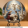 A Touching Way To Honor Family And Their Beliefs - Family Personalized Custom 3D Effect Printed Round Shaped Stone With Stand - Gift For Family Members