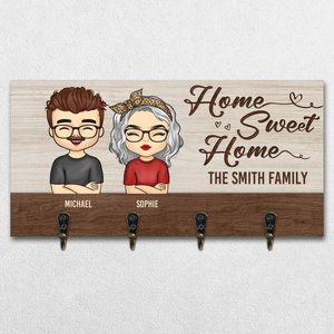 Home Sweet Home - Family Personalized Custom Home Decor Key Hanger, Key Holder - House Warming Gift For Family Members, Pet Owners, Pet Lovers