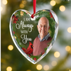 Custom Photo Heart Glass Ornament - Personalized Christmas Memorial Sympathy Gifts For Loss Of Mom, Dad - You’re Still My Guiding Star