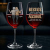 Custom Stemmed Wine Glass - Personalized Best Friend Birthday Gifts For Women, Besties, Sisters, BFF - Sip Happens, Besties Forever