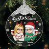 Custom Glass Ornament - Personalized Christmas Best Friend Birthday Gifts For Women, Besties, Sisters, BFF - Forever Linked, Heart To Heart