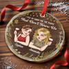 Custom Circle Glass Ornament - Personalized Best Friend Christmas Birthday Gifts For Women, Besties, Sisters, BFF - Laughter Louder With You Around