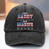 Custom Vintage Washed Denim Baseball Cap US - Personalized 4th Of July Gifts For Dad, Grandpa - First Dad, Now Grandpa