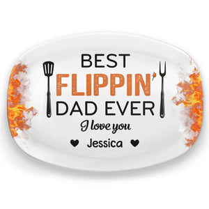 Best Flippin’ Dad Ever - Family Personalized Custom Platter - Father's Day, Gift For Dad, Grandpa