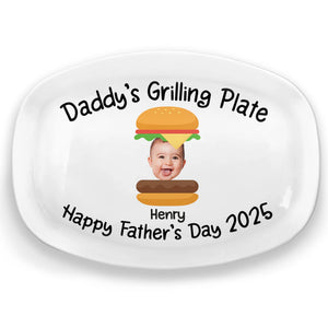 Custom Photo Grill Master, Tiny Tasters - Family Personalized Custom Platter - Father's Day, Gift For Dad, Grandpa