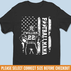 Custom Senior Football Mom T-shirt, Hoodie - Personalized Birthday Football Gifts For Mom, Football Lovers, NFL Fans, Sport Lovers - Football Mama With Flag
